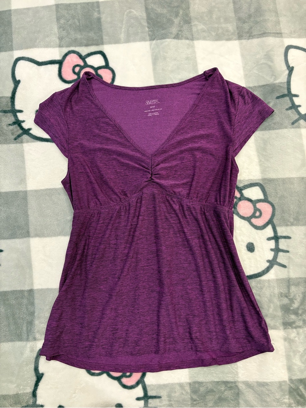 Gilligan & O'Malley Purple V Neck Babydoll Top